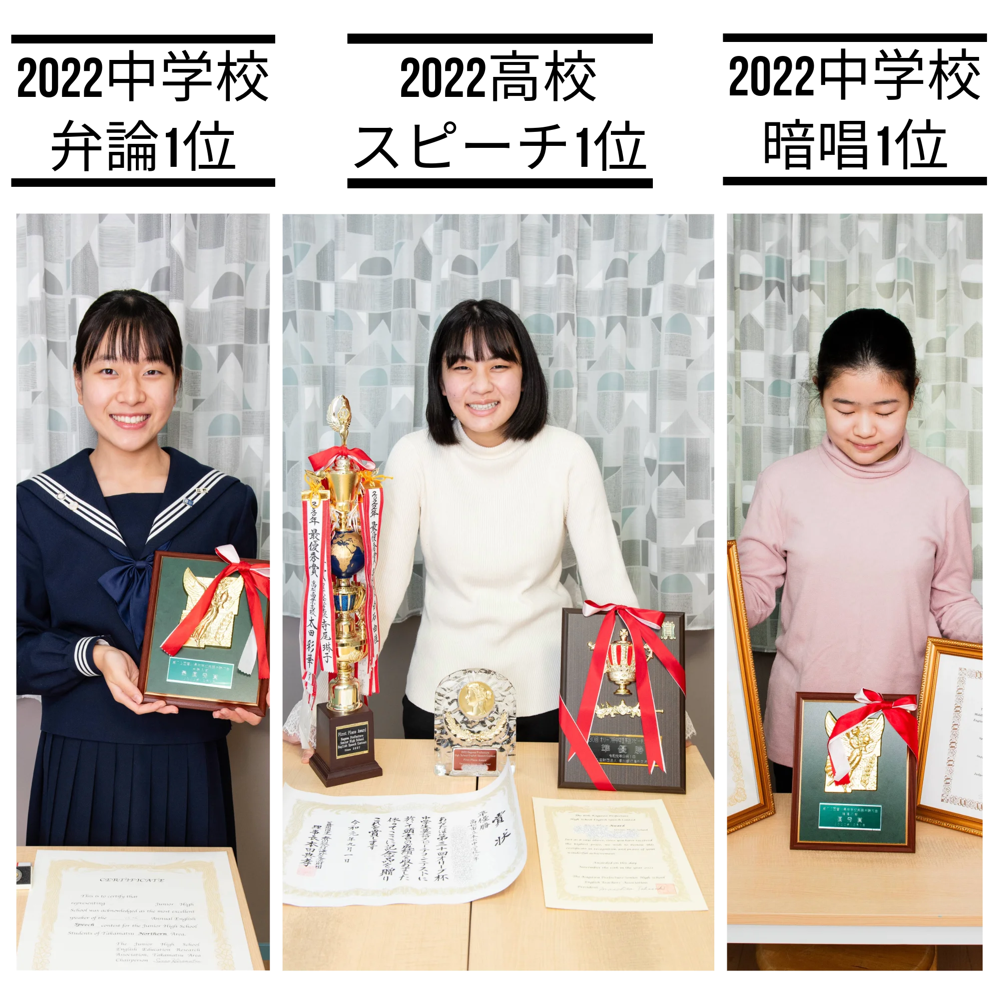 2022年度の中学生・高校生の英語スピーチコンテスト優勝者